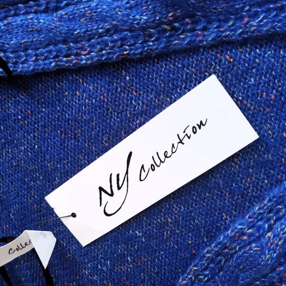 NWT NY Collection Blue Faux Wrap Front Sweater - Size XL - V Neck - Picture 7 of 10